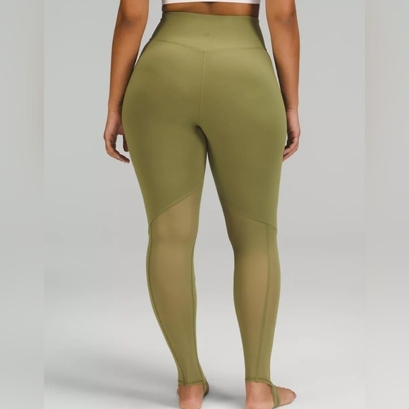 Lululemon Nulu and Crisscross Mesh Stirrup Tight Bronze Green Size 14. - Picture 2 of 12